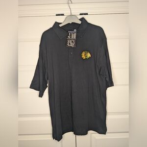 NWT Fanatics NHL Chicago Blackhawks Mens 2XL Black Polo Short Sleeve